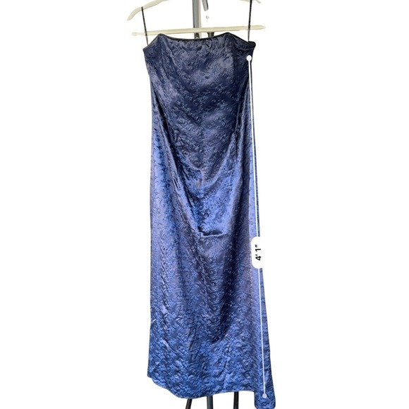 Jessica McClintock Navy Blue Floral Embroidered Strapless Evening Gown 12 - Picture 9 of 9